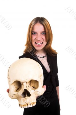 girl with skull