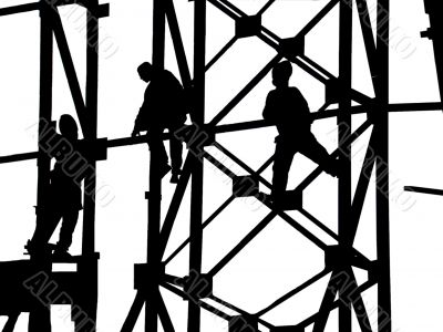 construction site, silhouettes