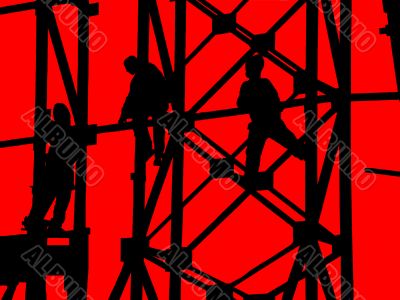 construction site, silhouettes