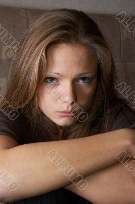 half face portrait of beautiful girl