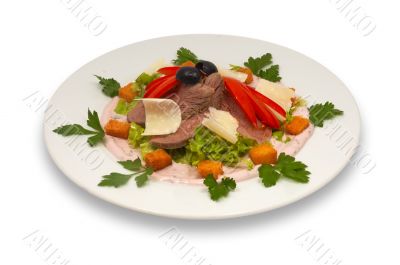 Veal salad with vegetables and parmesan