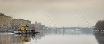 Floating boat at Moskva River