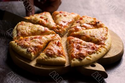 Pieces of cheese pizza