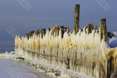 Ice-covered breakwater