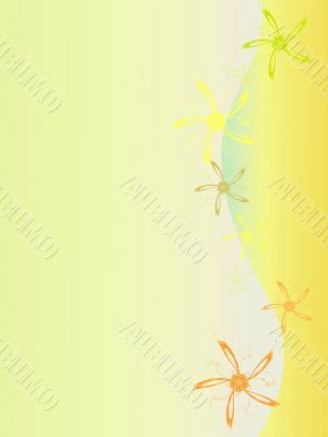 Yellow background with abstract flowers