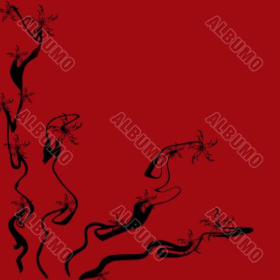 floral background on red background