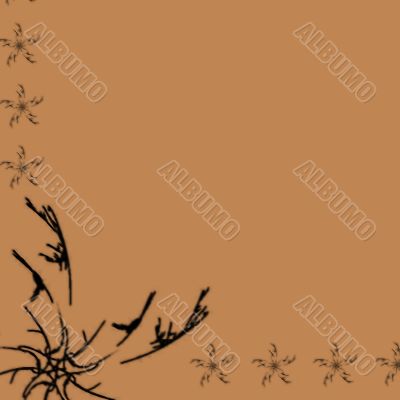 floral frame with brown background