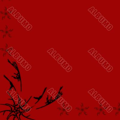 floral frame with red background