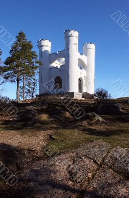 Fragment of landscape park with a chapel