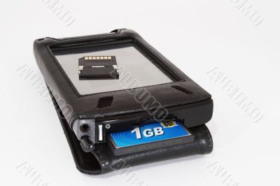 Handheld computer on a white background