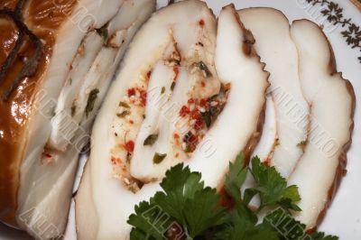 Smoked products from meat of a squid