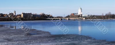 Panorama of spring morning of old city