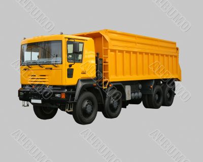 Yellow dumper on a white background