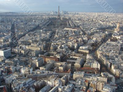 Panorama of Paris with a type on tour d,Eiffel