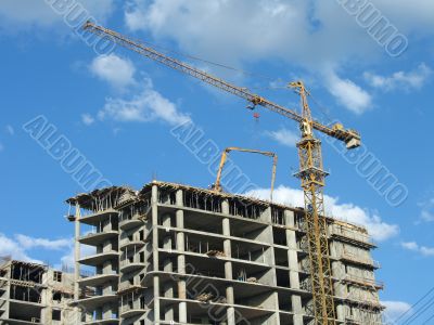 lifting crane on building site