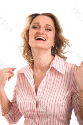 young girl on white