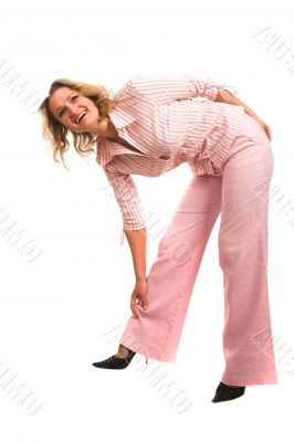 young girl on white