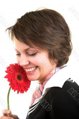 woman with flower