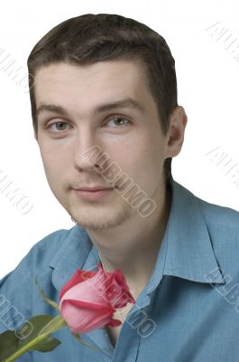 young man with a rose