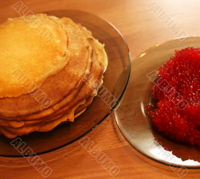 Pancakes with caviar