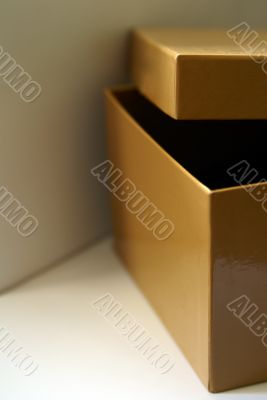 Close up of opened yellow-brown box