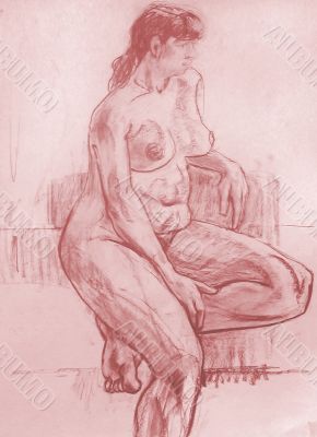 the sketch of the naked woman