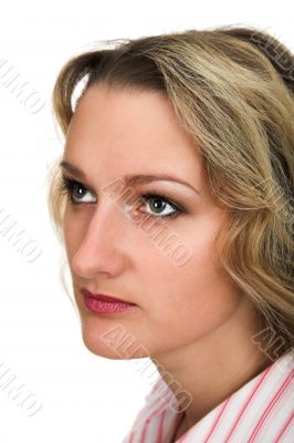 young girl on white