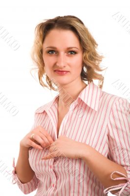 young girl on white