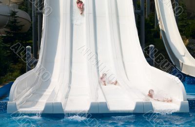 children on the waterslide