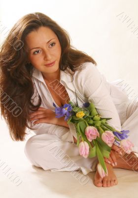 Portrait with a bouquet