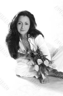 Portrait with spring flowers