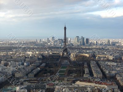 Panorama of Paris with a type on tour d,Eiffel
