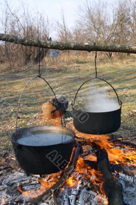 Pots above the fire