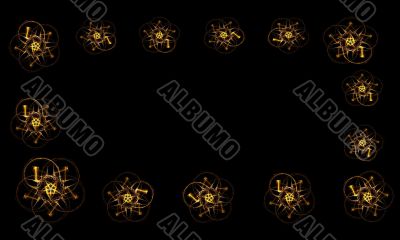 Black frame with abstract gold flowers