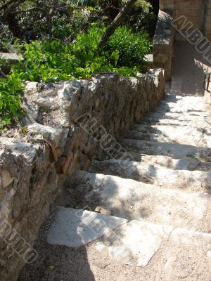 Antique ruins. A stairs