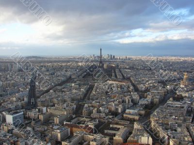 Panorama of Paris with a type on tour d,Eiffel
