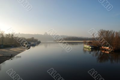 The river and sky and city Kiev