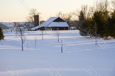 Snowy old farm