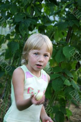 Girl and an apple