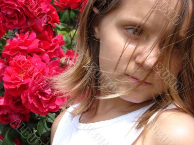 The girl with red roses