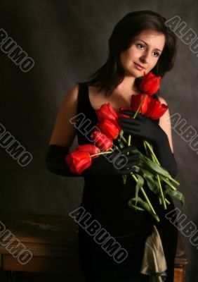Portrait with tulips