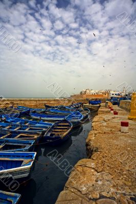 port, boats, sky, pier,birds, clouds