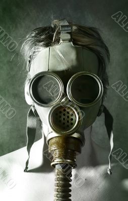 Portrait in gas mask