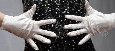White gloves and black dress