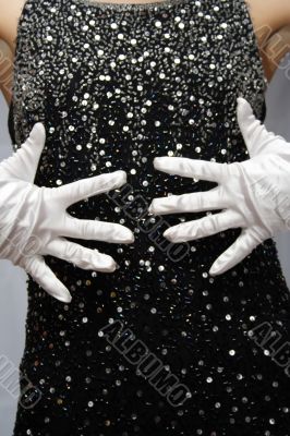 White gloves and black dress