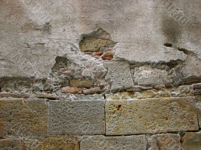 Stone wall. Ruins