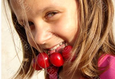 The girl with a sweet cherry