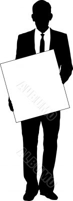 business man holding sign