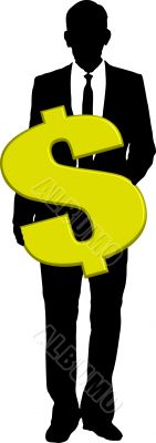 business man holding dollar