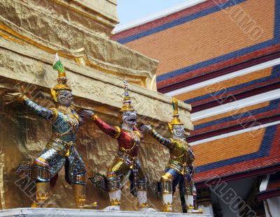 Statues at the Grand Palace, Bangkok, Thailand.